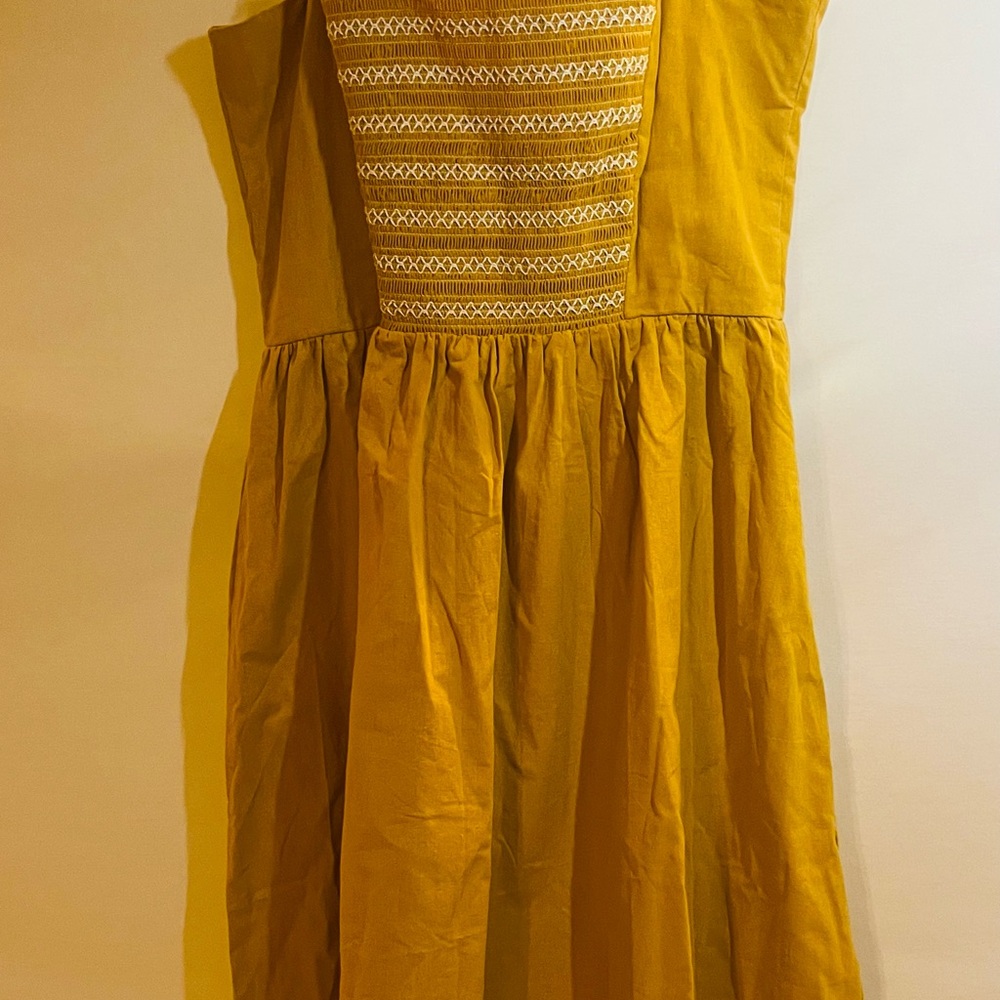 Mustard Yellow Dress with Embroidered Detail